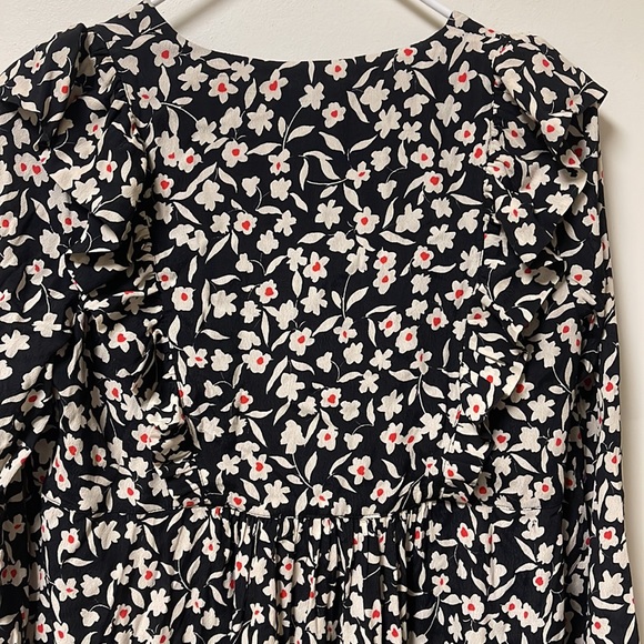 Zara Black and white floral ruffle mini dress. - Picture 7 of 9